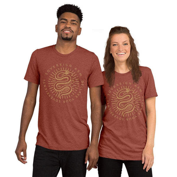 sovereignarm.com t-shirt Clay Triblend / XS Kundalini Rising, Declare your sovereignty, Don't Tread on me | Gold Short sleeve t-shirt