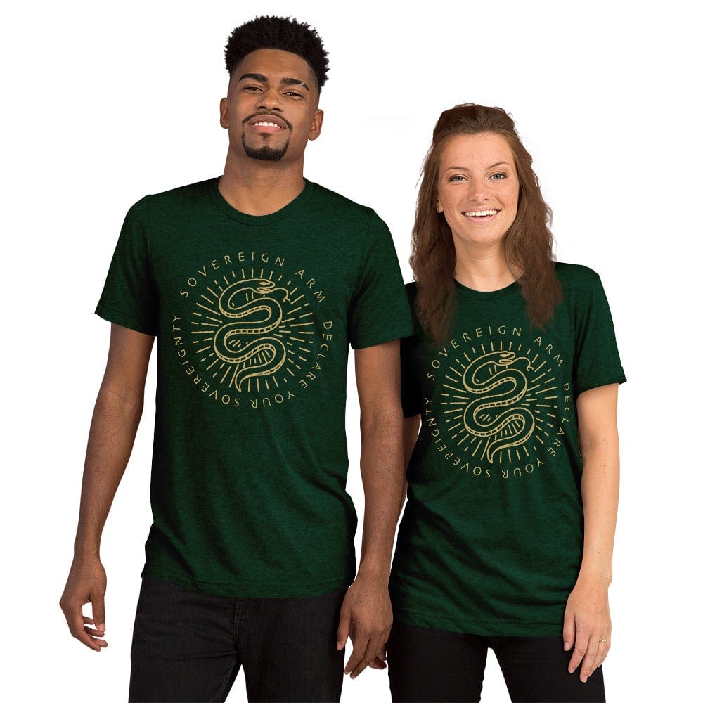 sovereignarm.com t-shirt Emerald Triblend / XS Kundalini Rising, Declare your sovereignty, Don't Tread on me | Gold Short sleeve t-shirt