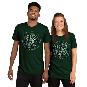 sovereignarm.com t-shirt Emerald Triblend / XS Kundalini Rising, Declare your sovereignty, Don't Tread on me, | White Short sleeve t-shirt