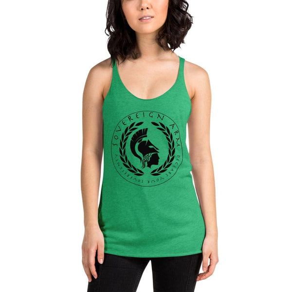 sovereignarm.com t-shirt Envy / XS Goddess Athena, Declare your Sovereignty | Black Print Women's Racerback Tank