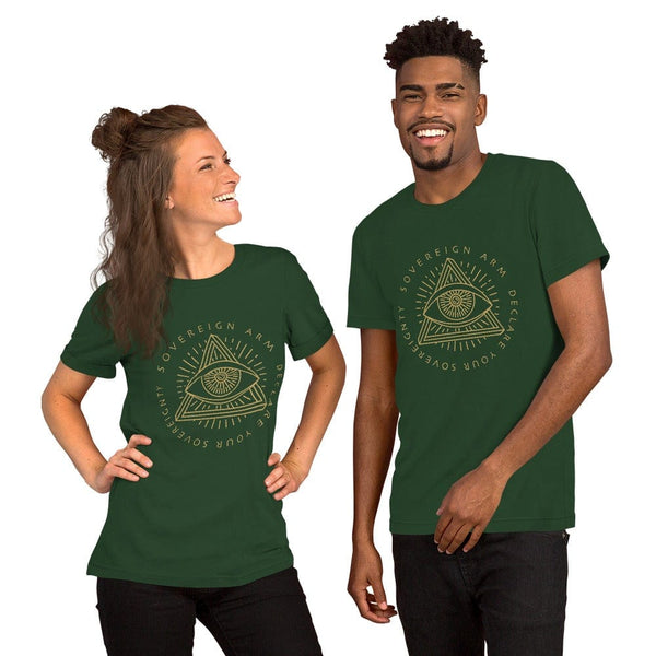 sovereignarm.com t-shirt Forest / S Third Eye, Declare Your Sovereignty | Gold Print Short-Sleeve Unisex T-Shirt