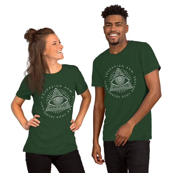 sovereignarm.com t-shirt Forest / S Third Eye, Declare Your Sovereignty | White Print Short-Sleeve Unisex T-Shirt