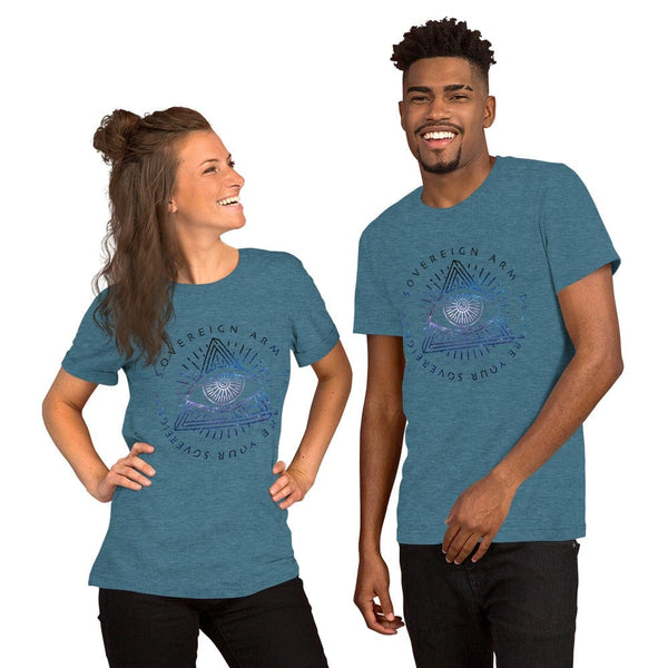 sovereignarm.com t-shirt Heather Deep Teal / S Third Eye, Declare Your Sovereignty | Space Print Short-Sleeve Unisex T-Shirt