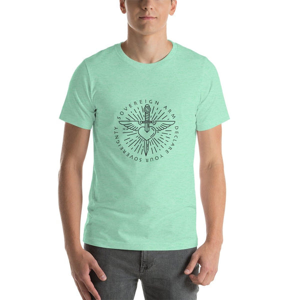 sovereignarm.com t-shirt Heather Mint / S Sword heart, Sovereign Arm, Declare your Sovereignty, Black Short-Sleeve Unisex T-Shirt