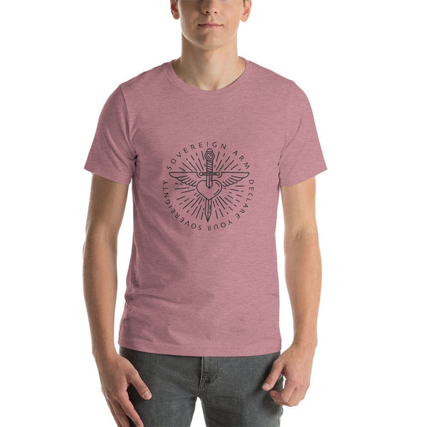 sovereignarm.com t-shirt Heather Orchid / S Sword heart, Sovereign Arm, Declare your Sovereignty, Black Short-Sleeve Unisex T-Shirt