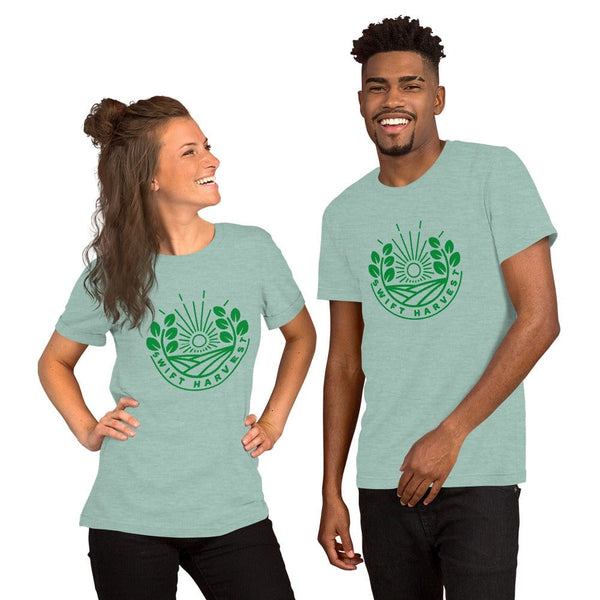 sovereignarm.com t-shirt Heather Prism Dusty Blue / XS Swift Harvest, Sun Shine | Green Print Short-Sleeve Unisex T-Shirt