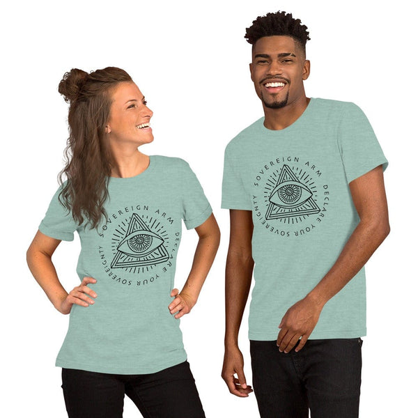 sovereignarm.com T-Shirt Heather Prism Dusty Blue / XS Third Eye, Declare your Sovereignty | Black Short-Sleeve Unisex T-Shirt