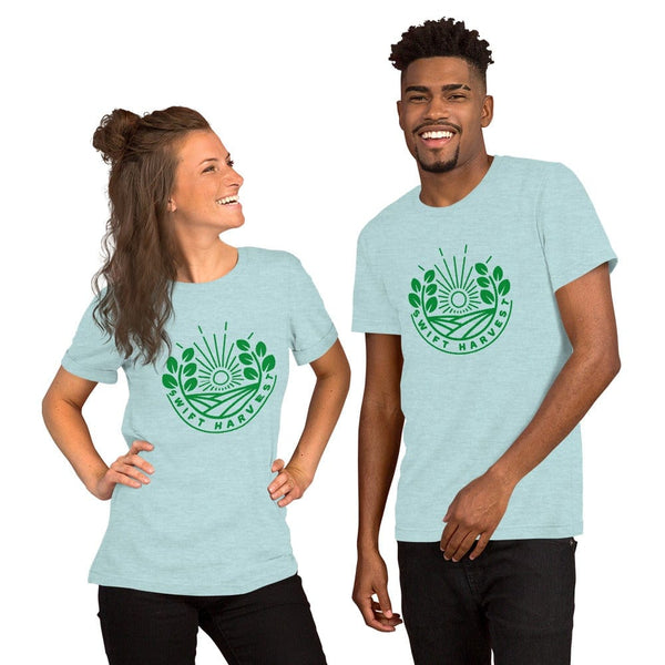 sovereignarm.com t-shirt Heather Prism Ice Blue / XS Swift Harvest, Sun Shine | Green Print Short-Sleeve Unisex T-Shirt