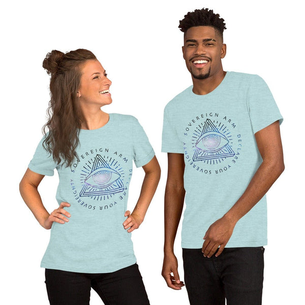 sovereignarm.com t-shirt Heather Prism Ice Blue / XS Third Eye, Declare Your Sovereignty | Space Print Short-Sleeve Unisex T-Shirt