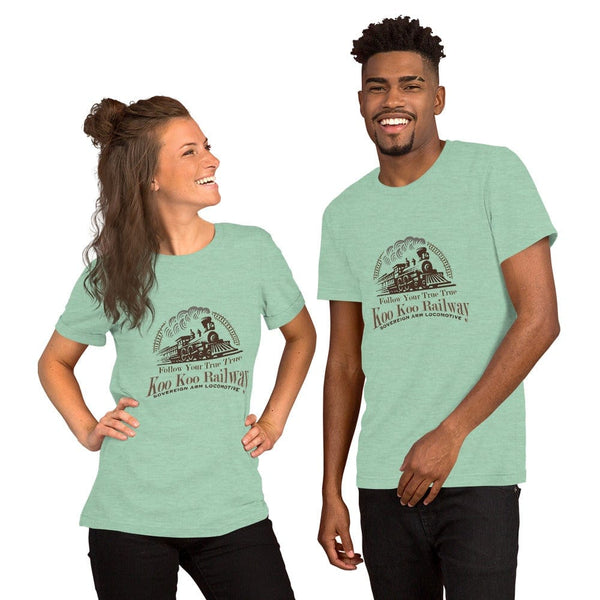 sovereignarm.com t-shirt Heather Prism Mint / XS Koo Koo Railway, Follow your True True | Brown Print Short-Sleeve Unisex T-Shirt