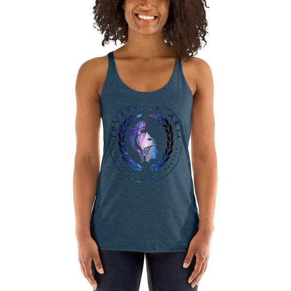 sovereignarm.com t-shirt Indigo / XS Goddess Athena, Declare your Sovereignty | Space Print Women's Racerback Tank