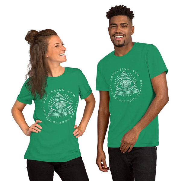 sovereignarm.com t-shirt Kelly / XS Third Eye, Declare Your Sovereignty | White Print Short-Sleeve Unisex T-Shirt