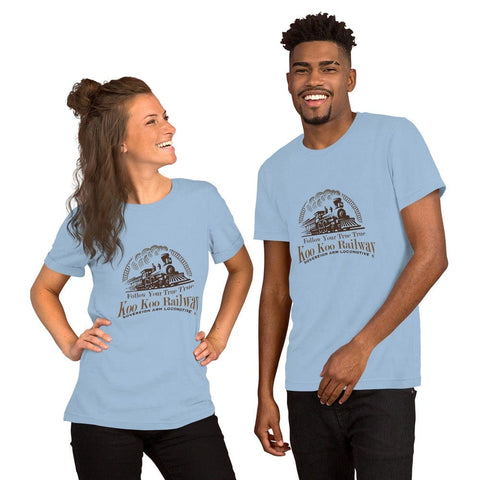 sovereignarm.com t-shirt Light Blue / XS Koo Koo Railway, Follow your True True | Brown Print Short-Sleeve Unisex T-Shirt