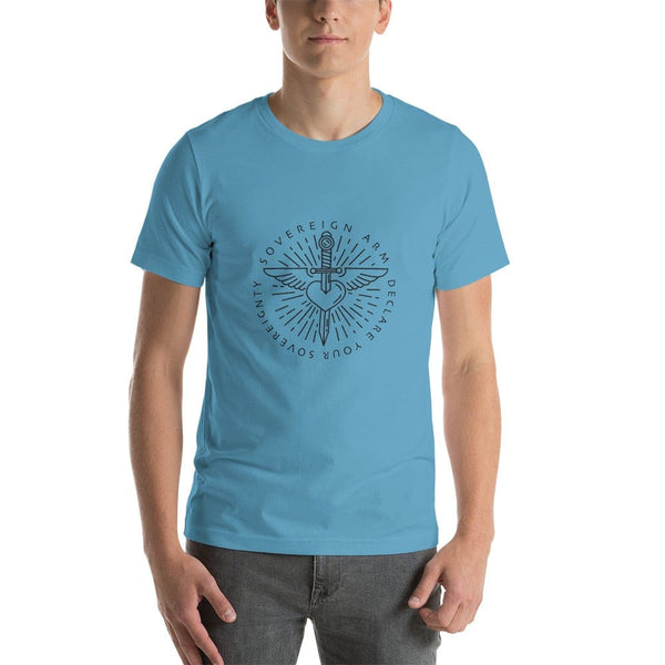 sovereignarm.com t-shirt Ocean Blue / S Sword heart, Sovereign Arm, Declare your Sovereignty, Black Short-Sleeve Unisex T-Shirt