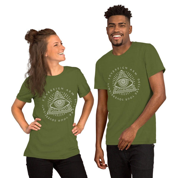 sovereignarm.com t-shirt Olive / S Third Eye, Declare Your Sovereignty | White Print Short-Sleeve Unisex T-Shirt