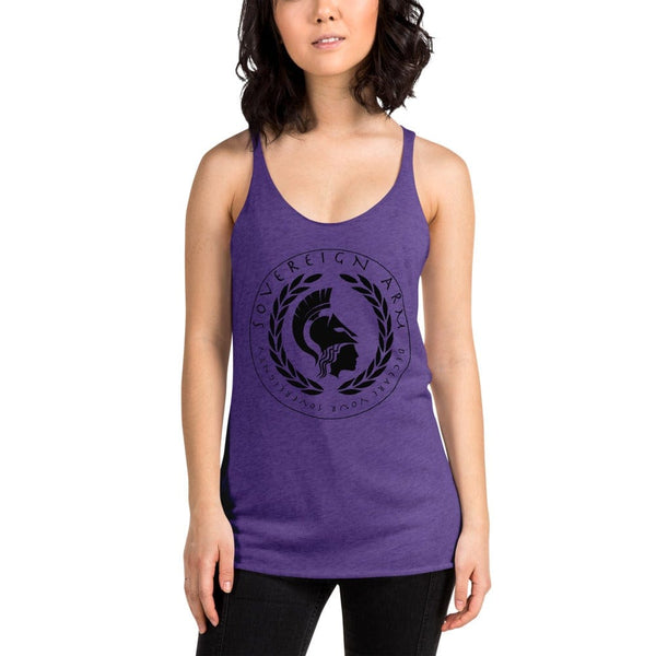 sovereignarm.com t-shirt Purple Rush / XS Goddess Athena, Declare your Sovereignty | Black Print Women's Racerback Tank