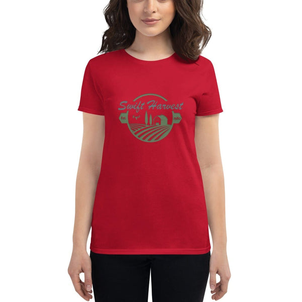 sovereignarm.com t-shirt Red / S Swift Harvest, Farm | Green Print Women's short sleeve t-shirt