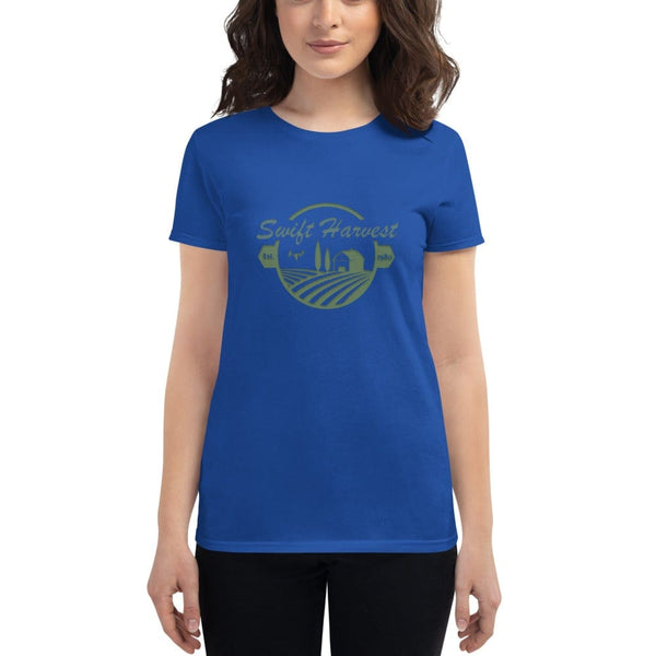 sovereignarm.com t-shirt Royal Blue / S Swift Harvest, Farm | Green Print Women's short sleeve t-shirt