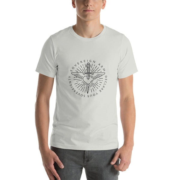 sovereignarm.com t-shirt Silver / S Sword heart, Sovereign Arm, Declare your Sovereignty, Black Short-Sleeve Unisex T-Shirt