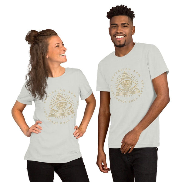 sovereignarm.com t-shirt Silver / S Third Eye, Declare Your Sovereignty | Gold Print Short-Sleeve Unisex T-Shirt