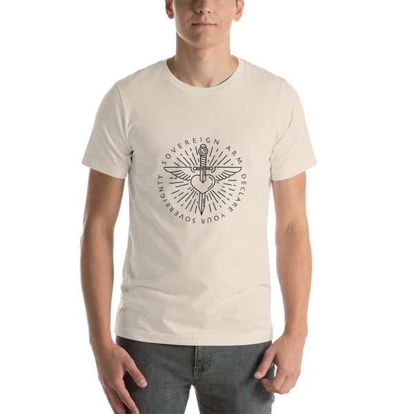 sovereignarm.com t-shirt Soft Cream / S Sword heart, Sovereign Arm, Declare your Sovereignty, Black Short-Sleeve Unisex T-Shirt