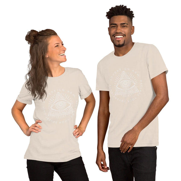 sovereignarm.com t-shirt Soft Cream / S Third Eye, Declare Your Sovereignty | White Print Short-Sleeve Unisex T-Shirt