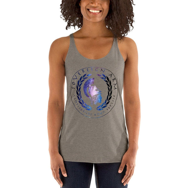 sovereignarm.com t-shirt Venetian Grey / XS Goddess Athena, Declare your Sovereignty | Space Print Women's Racerback Tank