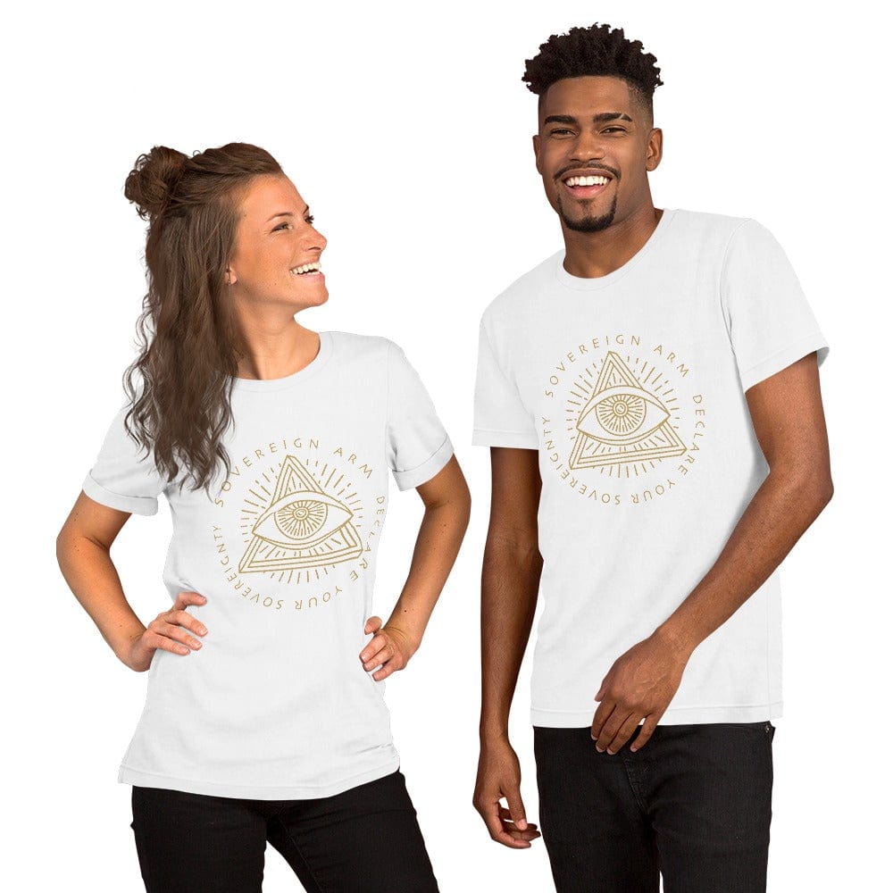 sovereignarm.com t-shirt White / XS Third Eye, Declare Your Sovereignty | Gold Print Short-Sleeve Unisex T-Shirt