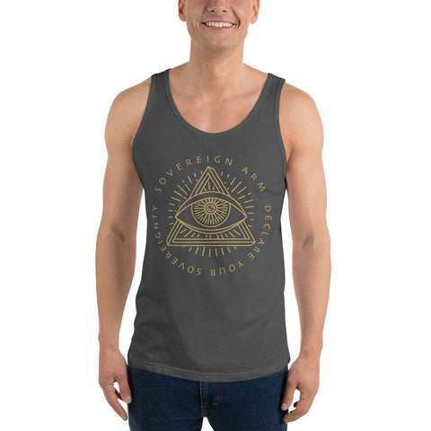 sovereignarm.com Tank top Asphalt / XS Third Eye, Declare Your Sovereignty | Gold Print Unisex Tank Top