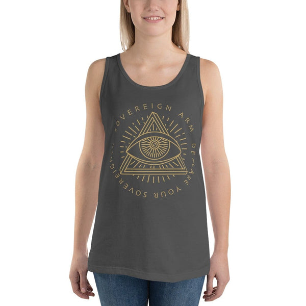 sovereignarm.com Tank top Asphalt / XS Third Eye, Declare Your Sovereignty | Gold Print Unisex Tank Top