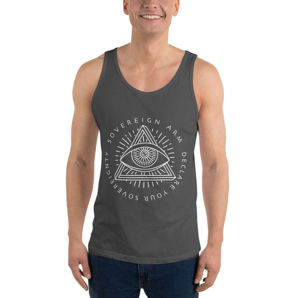 sovereignarm.com Tank top Asphalt / XS Third Eye, Declare Your Sovereignty | White Print Unisex Tank Top