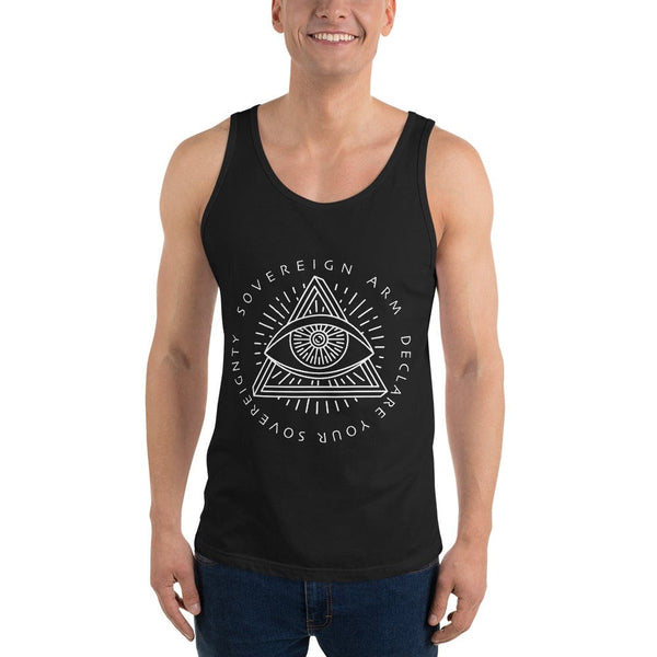 sovereignarm.com Tank top Black / XS Third Eye, Declare Your Sovereignty | White Print Unisex Tank Top