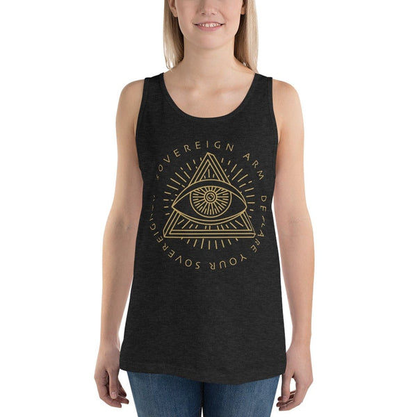 sovereignarm.com Tank top Charcoal-black Triblend / XS Third Eye, Declare Your Sovereignty | Gold Print Unisex Tank Top