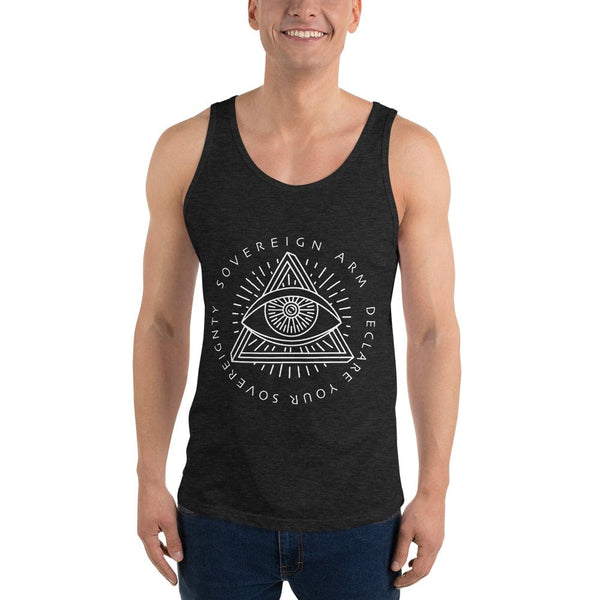 sovereignarm.com Tank top Charcoal-black Triblend / XS Third Eye, Declare Your Sovereignty | White Print Unisex Tank Top