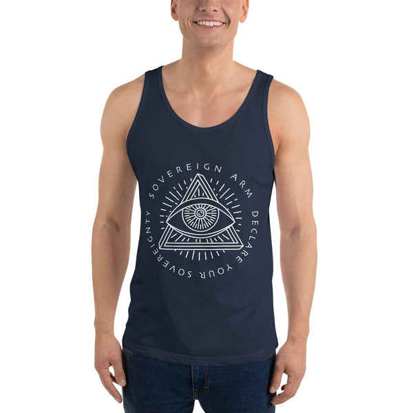 sovereignarm.com Tank top Navy / XS Third Eye, Declare Your Sovereignty | White Print Unisex Tank Top