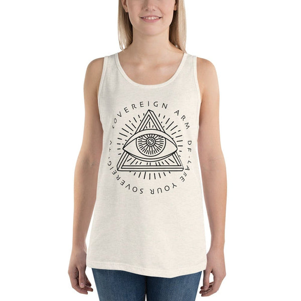 sovereignarm.com Tank top Oatmeal Triblend / XS Third Eye, Declare Your Sovereignty | Black Print Unisex Tank Top