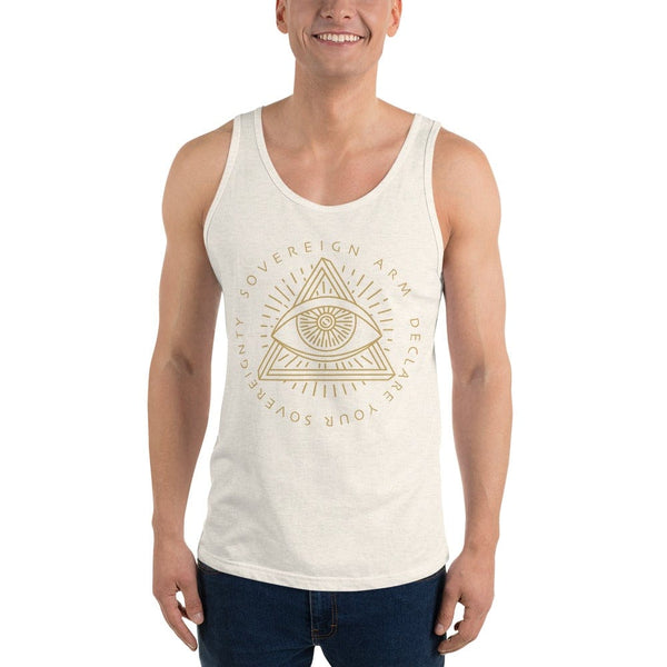 sovereignarm.com Tank top Oatmeal Triblend / XS Third Eye, Declare Your Sovereignty | Gold Print Unisex Tank Top