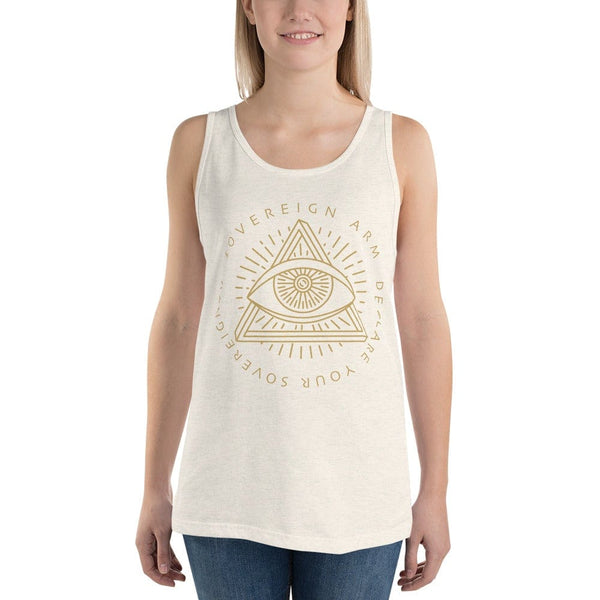 sovereignarm.com Tank top Oatmeal Triblend / XS Third Eye, Declare Your Sovereignty | Gold Print Unisex Tank Top