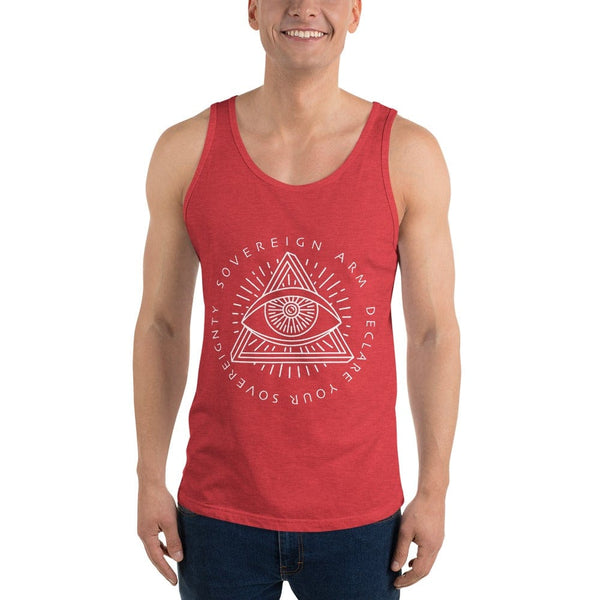 sovereignarm.com Tank top Red Triblend / XS Third Eye, Declare Your Sovereignty | White Print Unisex Tank Top