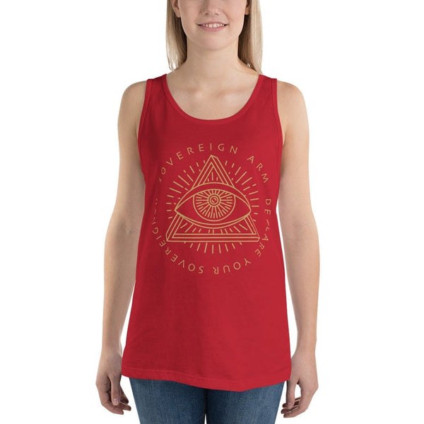 sovereignarm.com Tank top Red / XS Third Eye, Declare Your Sovereignty | Gold Print Unisex Tank Top