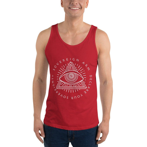 sovereignarm.com Tank top Red / XS Third Eye, Declare Your Sovereignty | White Print Unisex Tank Top