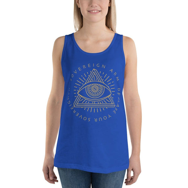 sovereignarm.com Tank top True Royal / XS Third Eye, Declare Your Sovereignty | Gold Print Unisex Tank Top