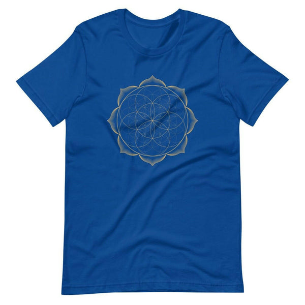 sovereignarm.com True Royal / S Flower of life lotus | Gold Print Short-Sleeve Unisex T-Shirt