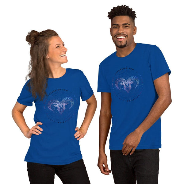 sovereignarm.com True Royal / S Zodiac Aries | Space Print Short-Sleeve Unisex T-Shirt