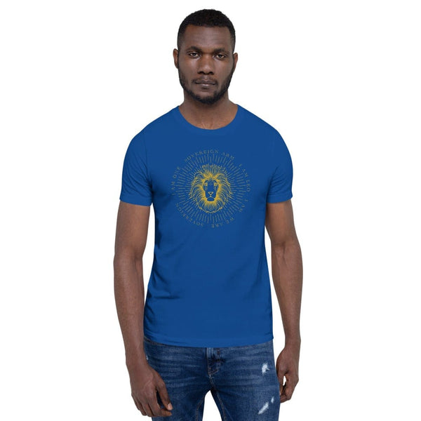 sovereignarm.com True Royal / S Zodiac Leo, I am | Gold Print Short-Sleeve Unisex T-Shirt