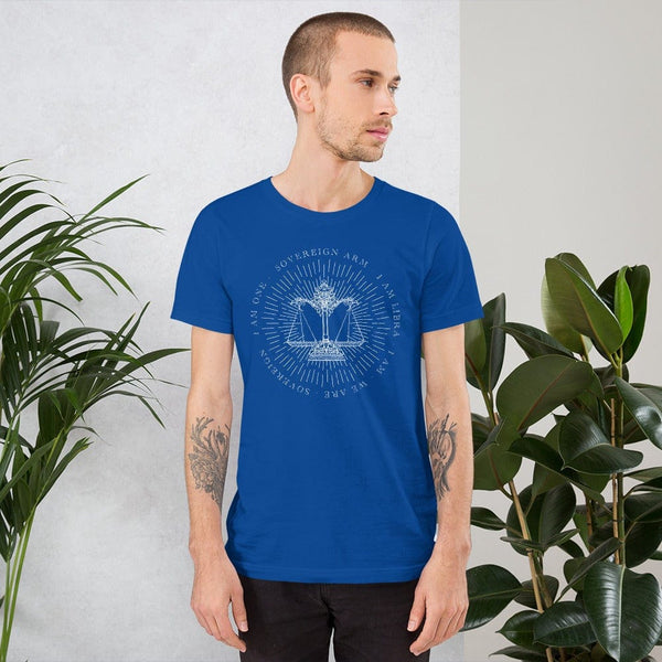 sovereignarm.com True Royal / S Zodiac Libra, I am | White Print Short-Sleeve Unisex T-Shirt