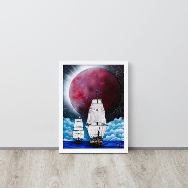 sovereignarm.com White / 12×16 Sailing the Galactic Galleons | Framed Poster