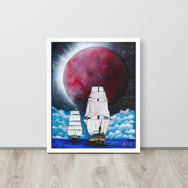 sovereignarm.com White / 16×20 Sailing the Galactic Galleons | Framed Poster