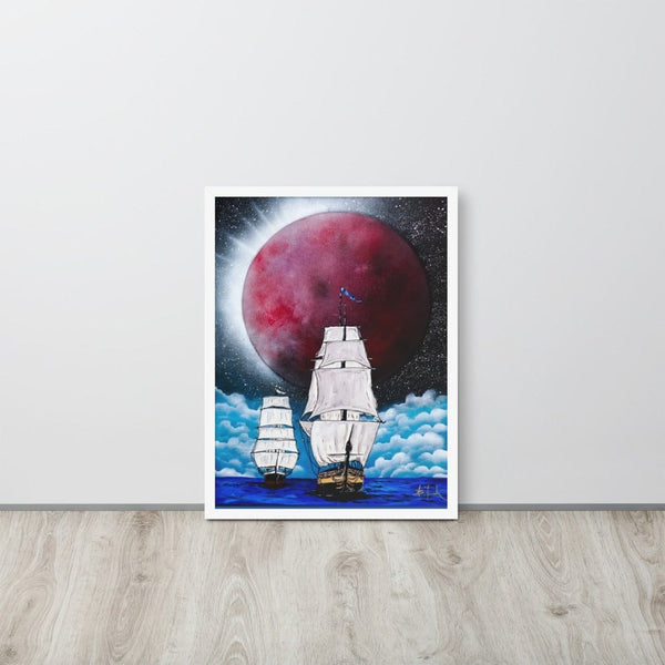 sovereignarm.com White / 18×24 Sailing the Galactic Galleons | Framed Poster