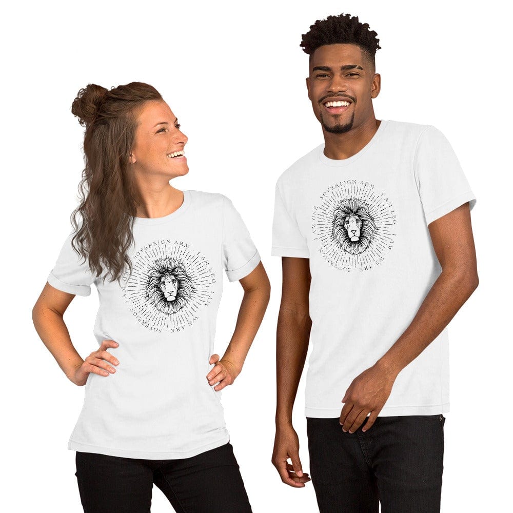 sovereignarm.com White / XS Zodiac Leo, I am | Black Print Short-Sleeve Unisex T-Shirt